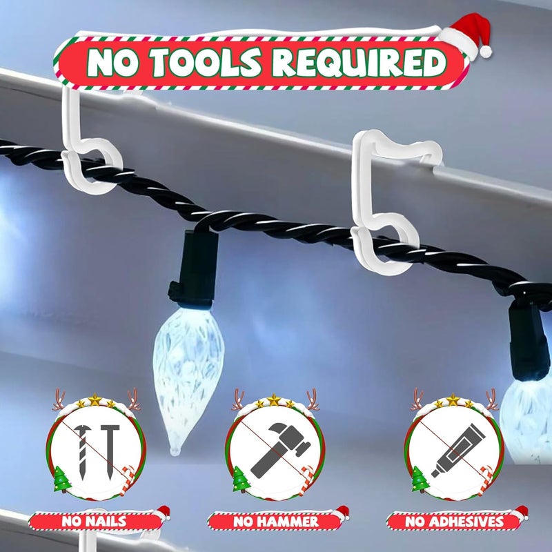 GOOTHY All-Purpose Holiday Light Clips, Set of 100 Christmas Light Clip Universal Outdoor Lights Hooks for Gutters, Shingles, Roofs, and Windows Christmas, Halloween, and Party Decorations - Image 4